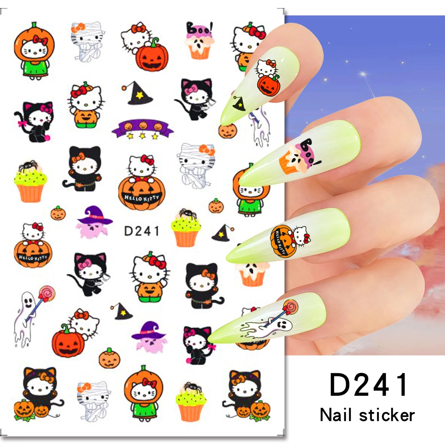 1PCS Cartoon Cute Melody Kuromi 3D Nail Stickers Press on Nails Sanrio Nail Art Decoration New Anime Nail Art Decals Stickers