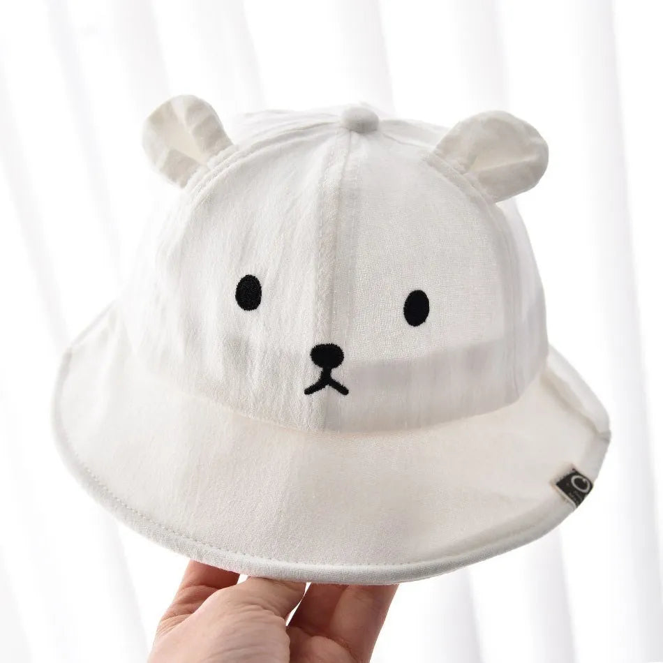 Newborn Baby Hat Infant Muslin Bucket Hat Kids Bear Ears Summer Beach Sun Caps Boys Girls Easter Hats For Toddlers 3-12 Months