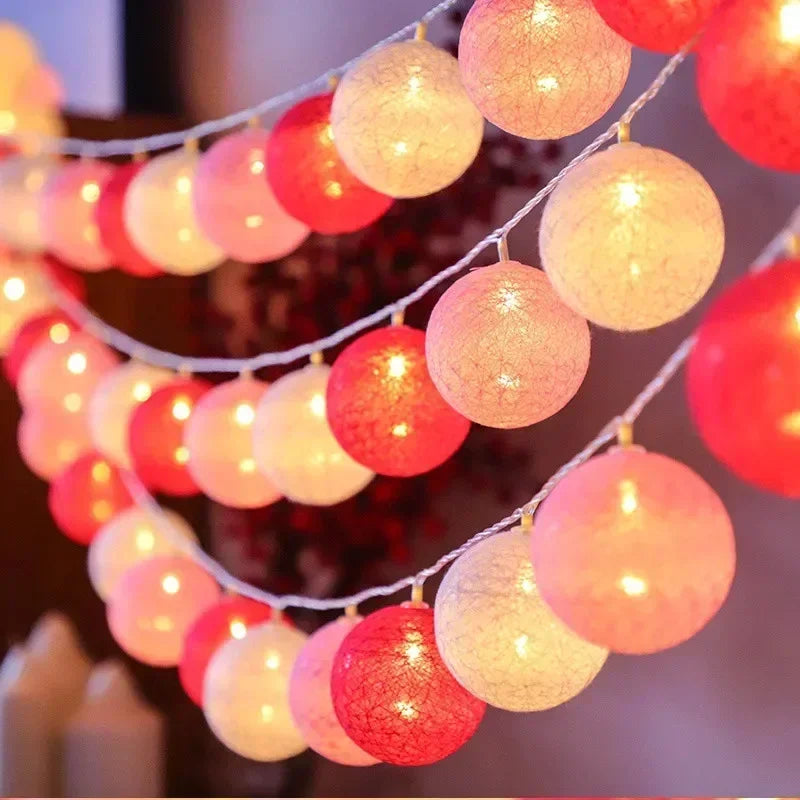 3M 20 LED Cotton Garland Balls Lights String Christmas Easter Outdoor Hanging Party Baby Kids Room Bed Fairy Lights Decorations