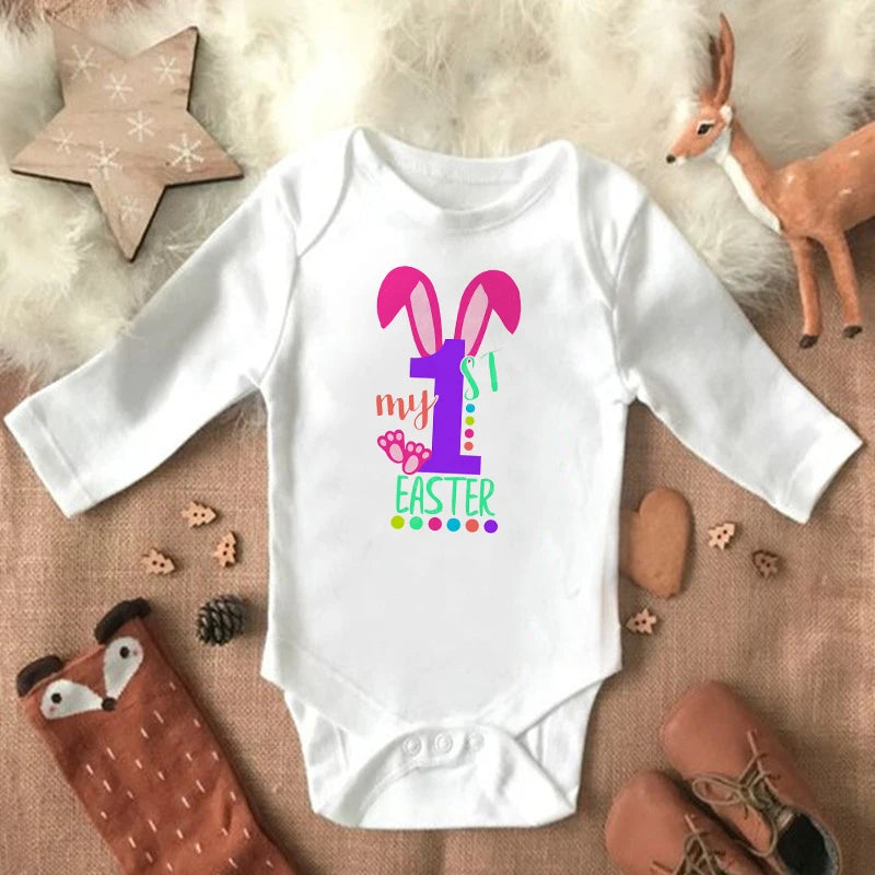 My 1st Easter Newborn Baby Spring Summer Rompers Infant Body Long Sleeve Rabbit Jumpsuit Easter Outfits Toddler Boy Girl Clothes
