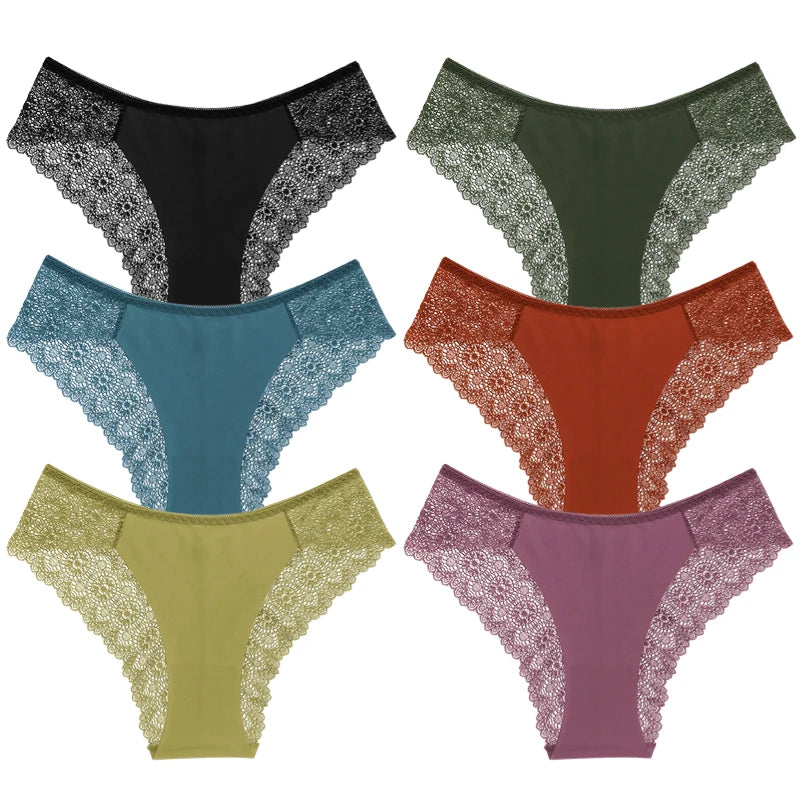 BZEL 6PCS/Set Women's Panties Fashion Lace Briefs Woman Breathable Comfortable Underwear Sexy Lingerie Hollow Out Hot Underpants