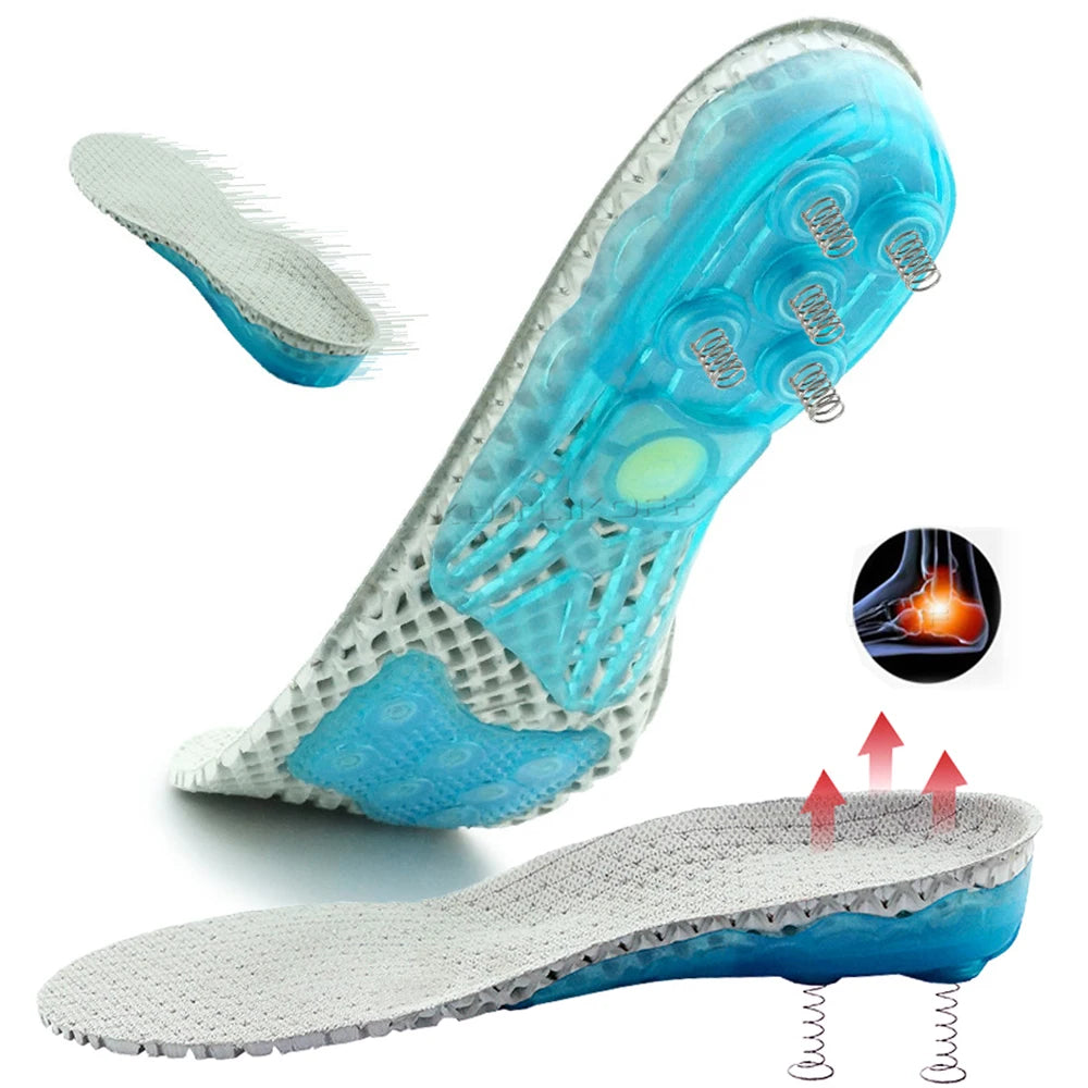 Premium Silicone Gel Insoles With Spring Shock Absorption Cushioning Sports Insole Orthopedic Insert Plantar Fasciitis Feet Care
