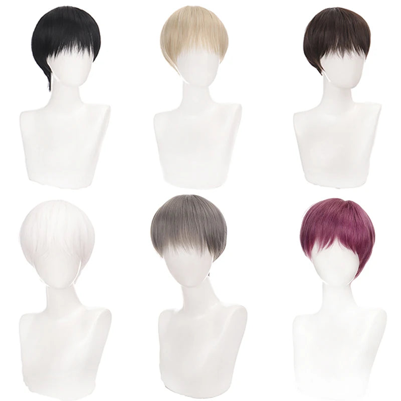 TALANG Men's Synthetic Wigs Short Straight Bangs For Male Boy Cosplay Anime Daily Party Wig Heat Resistant
