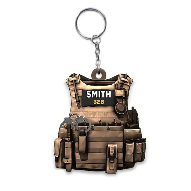 New Police Uniform Key Chain Decoration Acrylic Flat Men's And Women's Backpacks Creative Hanging Key Ring