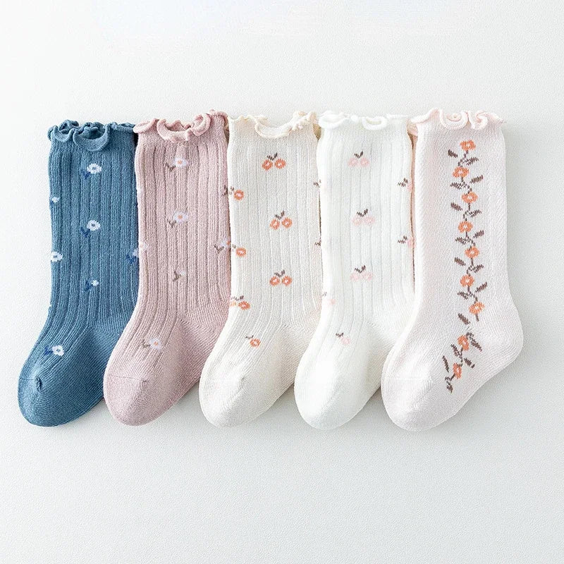 Autumn winter new baby mid-tube knee socks kawaii girls Princess lace flower stockings cute sock comfortable newborn accessories