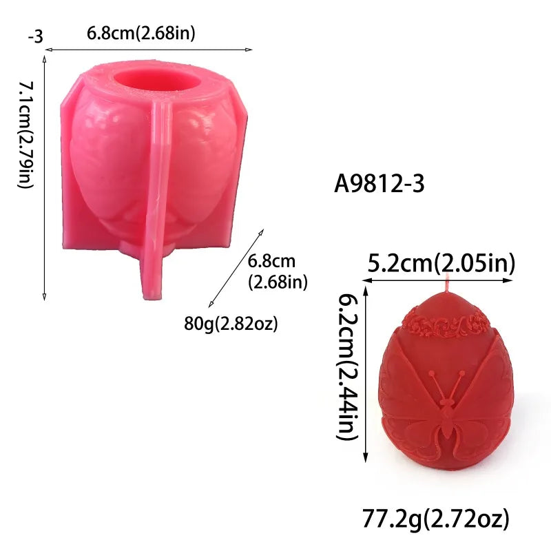 Easter Egg Silicone Candle Mold 3D Flower Relief Spherical Crafts Resin Plaster Cement Casting Molds Valentine's Day Gift Making