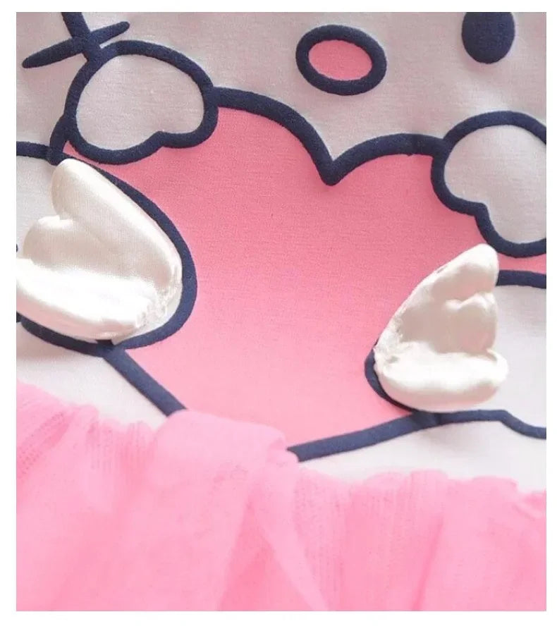 Sanrio hello kitty girls dress summer cute cartoon short-sleeved mesh cake dress princess dress tutu skirt