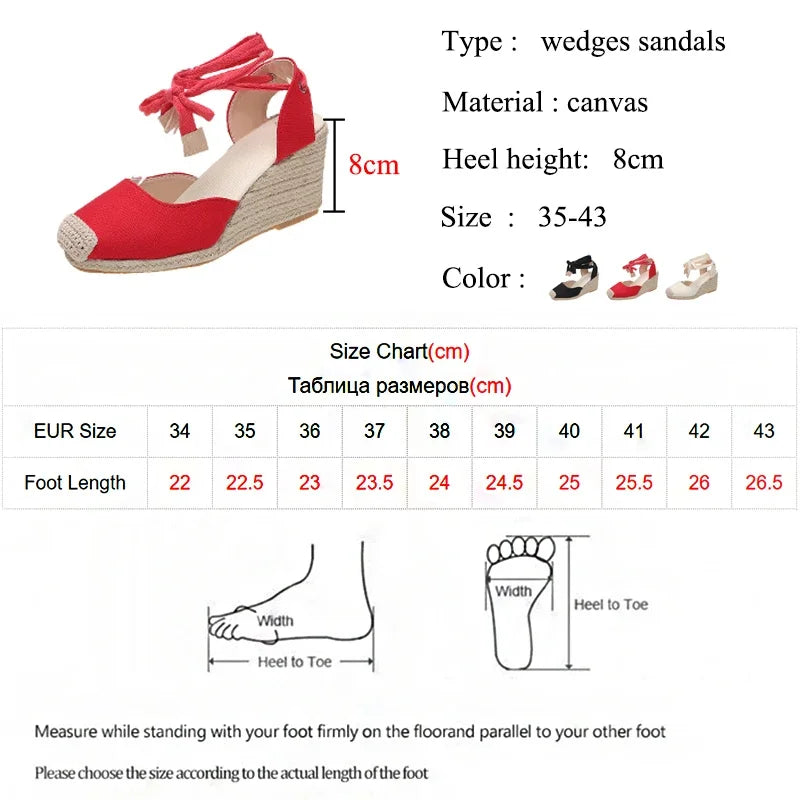 Women's Wedges Espadrilles Sandals Summer 2024 New Ankle Strap Gladiator Sandalias Woman Hemp Bottom Casual Shoes Plus Size 43