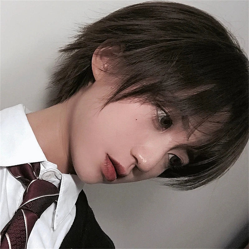 TALANG Men's Synthetic Wigs Short Straight Bangs For Male Boy Cosplay Anime Daily Party Wig Heat Resistant