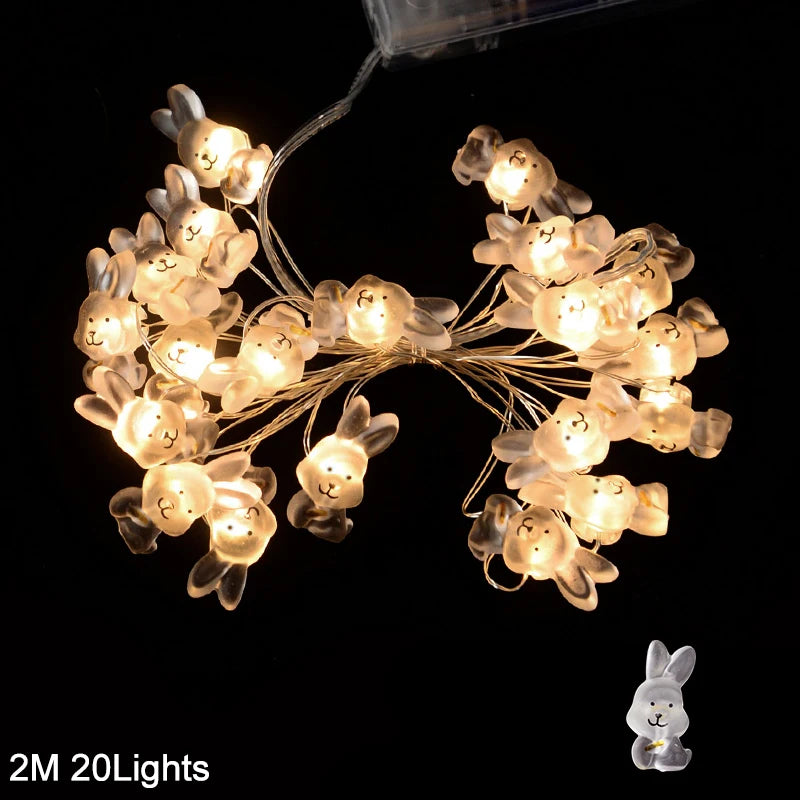 2M 20LED Easter Rabbit Carrot String Light Chick Eggs Fairy Light Garland 2025 Happy Easter Party Decoration For Home Kids Gift