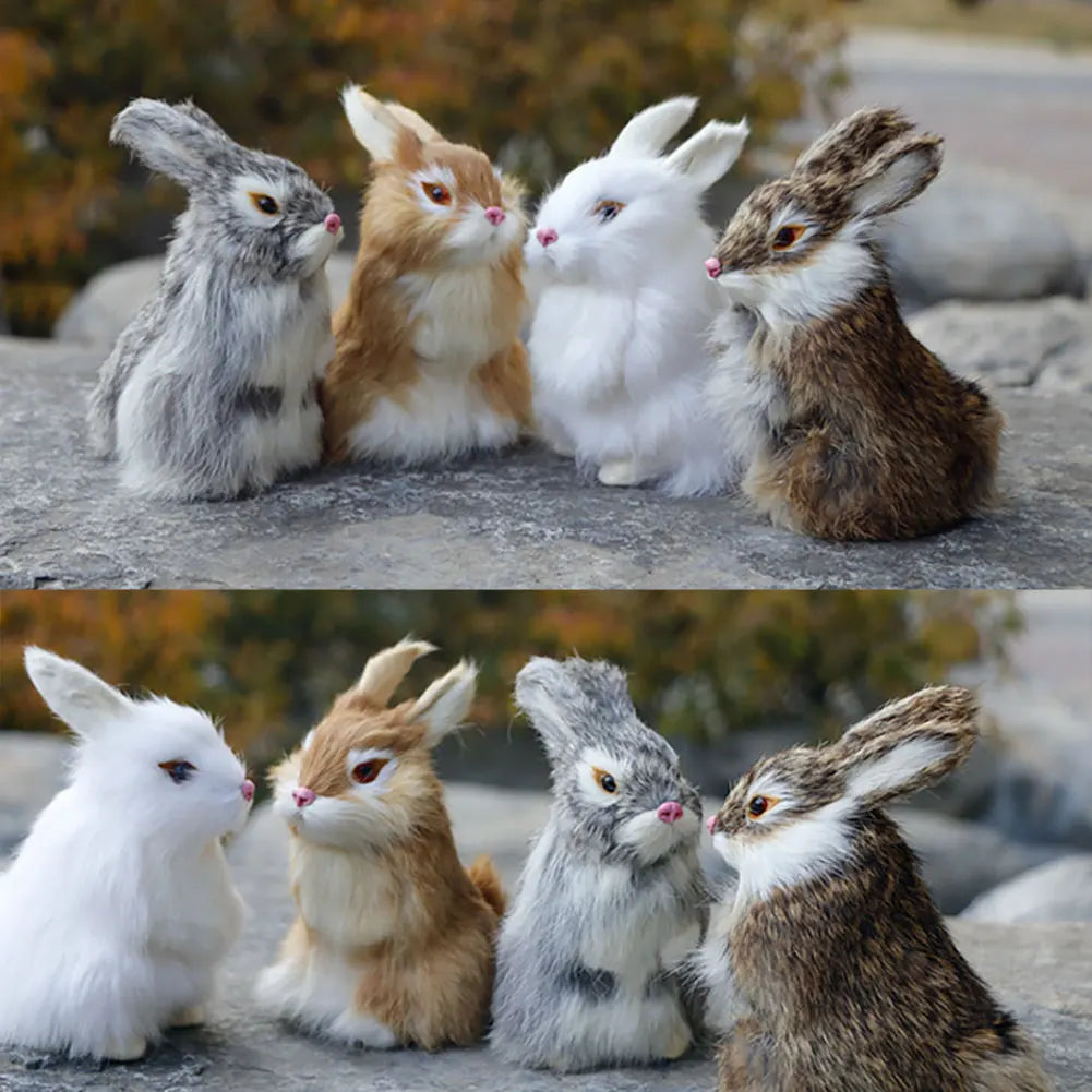 Simulation Plush Toys Action Figures Kids Gift Simulation Rabbit Toy Squatting Model Home Decoration Rabbit Model Easter Rabbits