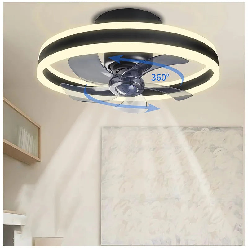 Inverter DC Motor Ceiling Fan Lamp with Remote Control Infinitely Dimmable 6-Speed Adjustment 360°Rotation Detachable LED Lights