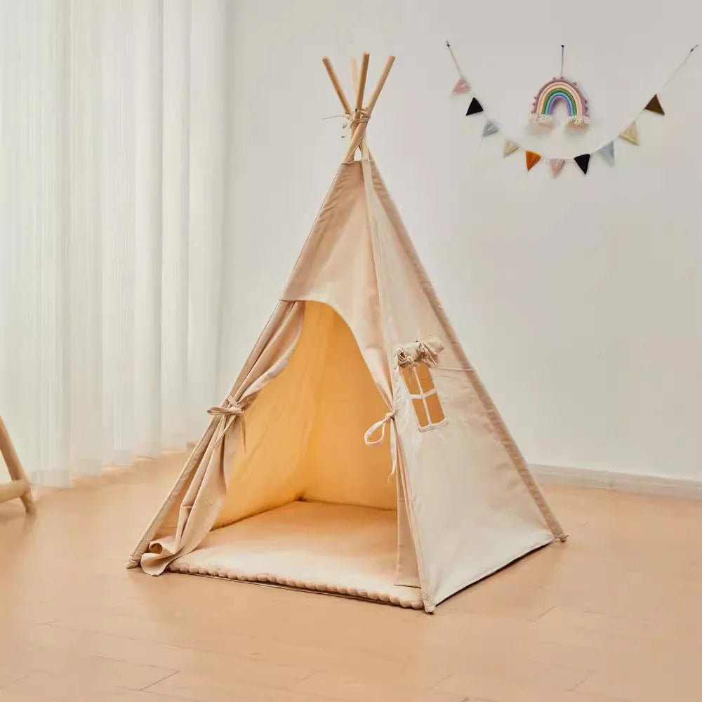 Portable Teepee Tent Large Play House for Children Tents Kids Canvas Indian Play Tent Wigwam Child Tipi Room Decoration