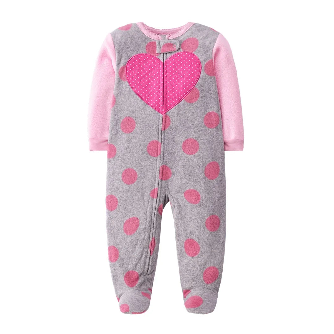 Newborn Infant Baby Girl Rompers 2024 Winter Autumn Warm Micro Fleece Animal Sleepsuit Animal Overall Babe Jumpsuits 0-12 Months