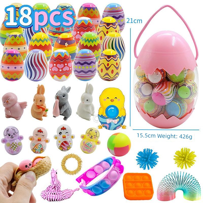 Children's Day Easter Egg Kids Building Blocks Blind Box Cartoon Rabbit Decompression Color Film Puzzle Egg Engineering Car Toys