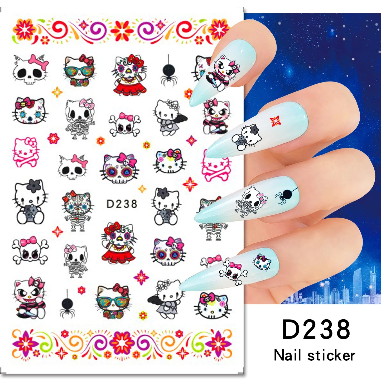 1PCS Cartoon Cute Melody Kuromi 3D Nail Stickers Press on Nails Sanrio Nail Art Decoration New Anime Nail Art Decals Stickers