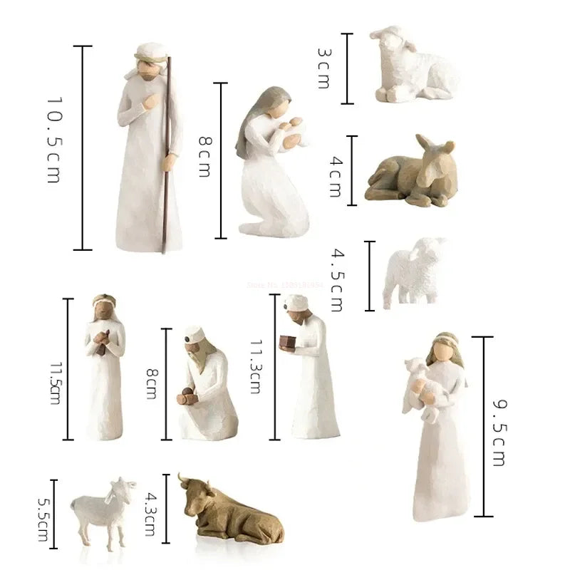 2024 Jesus Nativity Statue Resin Holy Family Willow Tree Set Ornaments Easter Religious Crafts Diy Customized Christmas Gift