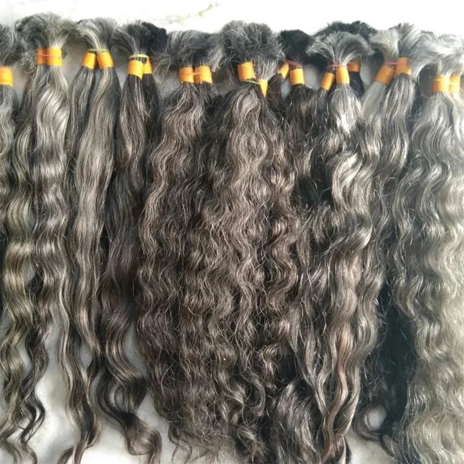 Grey Natural Human Virgin Hair Grey Single Donor Hair 100%Vietnamese human hair Wholesale human hair extensions without tracks