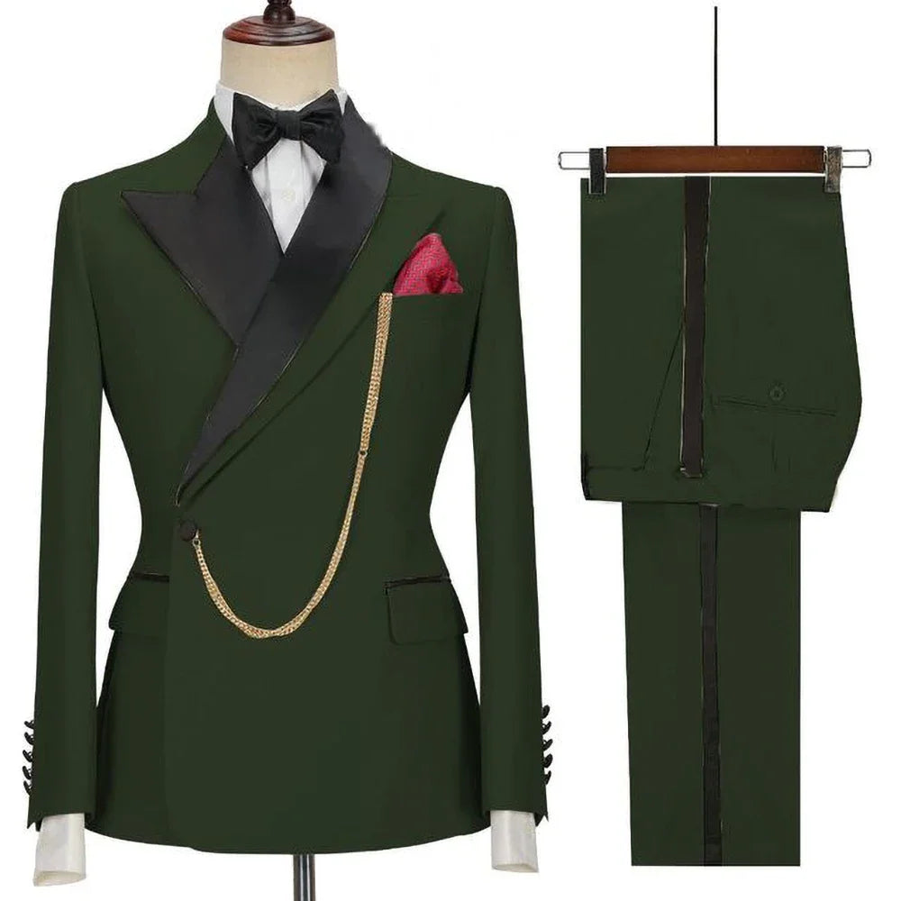 New Yellow Men Suits Latest Design Lapel One Button Casual Slim Male Suit Business Wedding Groom Elegant 2 Piece Blazer Pants