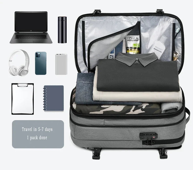 60L Travel Backpacks Expandable Airback Vacuum Storage Man Women Waterproof Business Oxford Backpack Outdoor College Laptop Bag