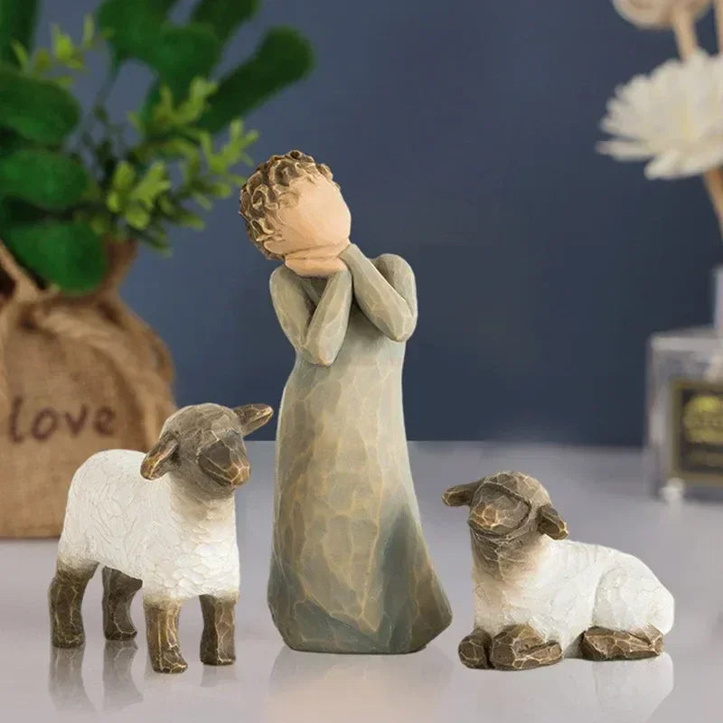 2024 Jesus Nativity Statue Resin Holy Family Willow Tree Set Ornaments Easter Religious Crafts Diy Customized Christmas Gift