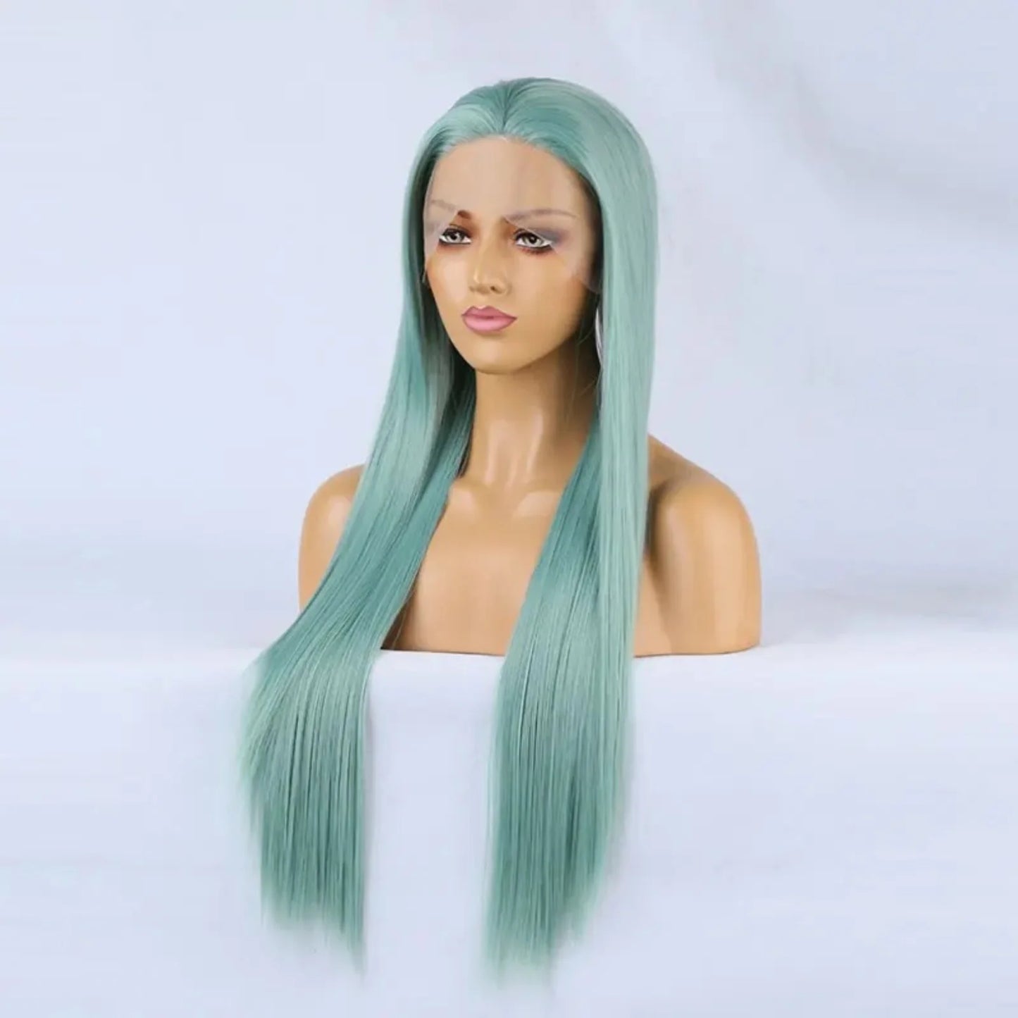 Mint Green Wig Long Straight Synthetic Lace Front Wig Light Hair Colored Glueless Lace Frontal Wigs for Women Party Cosplay