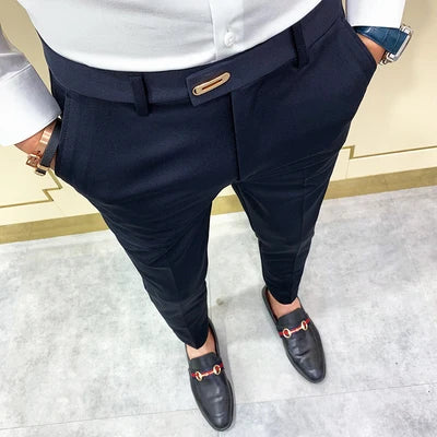 2022 Suit Pants Spring Man Suit Pants Fashion Casual Slim Business Suit Pants Men Wedding Party Work Trousers Classic Large 36