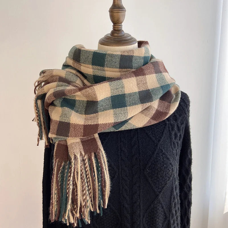 Scarf female winter new Korean version of the atmosphere sense of double-sided students cute warm thickened knitting senior sens