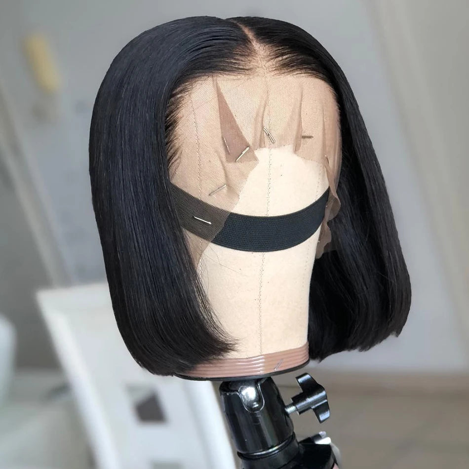 Short Bob Wigs Human Hair Transparent Lace Front Human Hair Wigs Straight Bob Full Frontal Wig Lace Frontal Wigs For Women