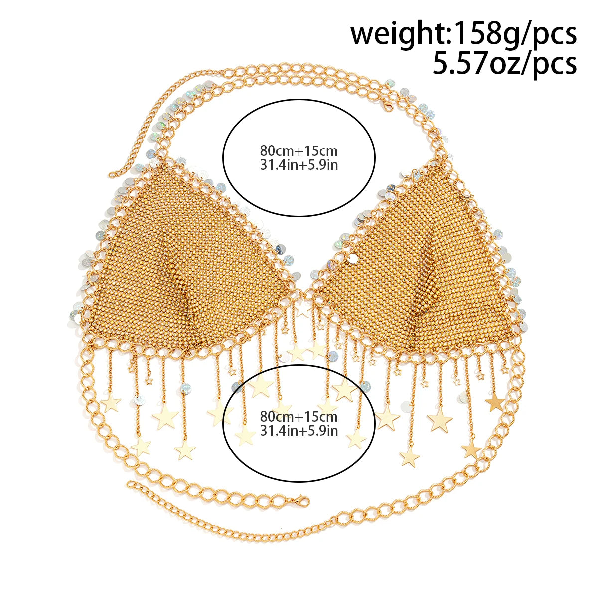 Ingemark Boho Sexy Lingerie Women Body Bikinis Tassel Bra Chain Summer Beach Dancewear Festival Accessories Body Jewelry New