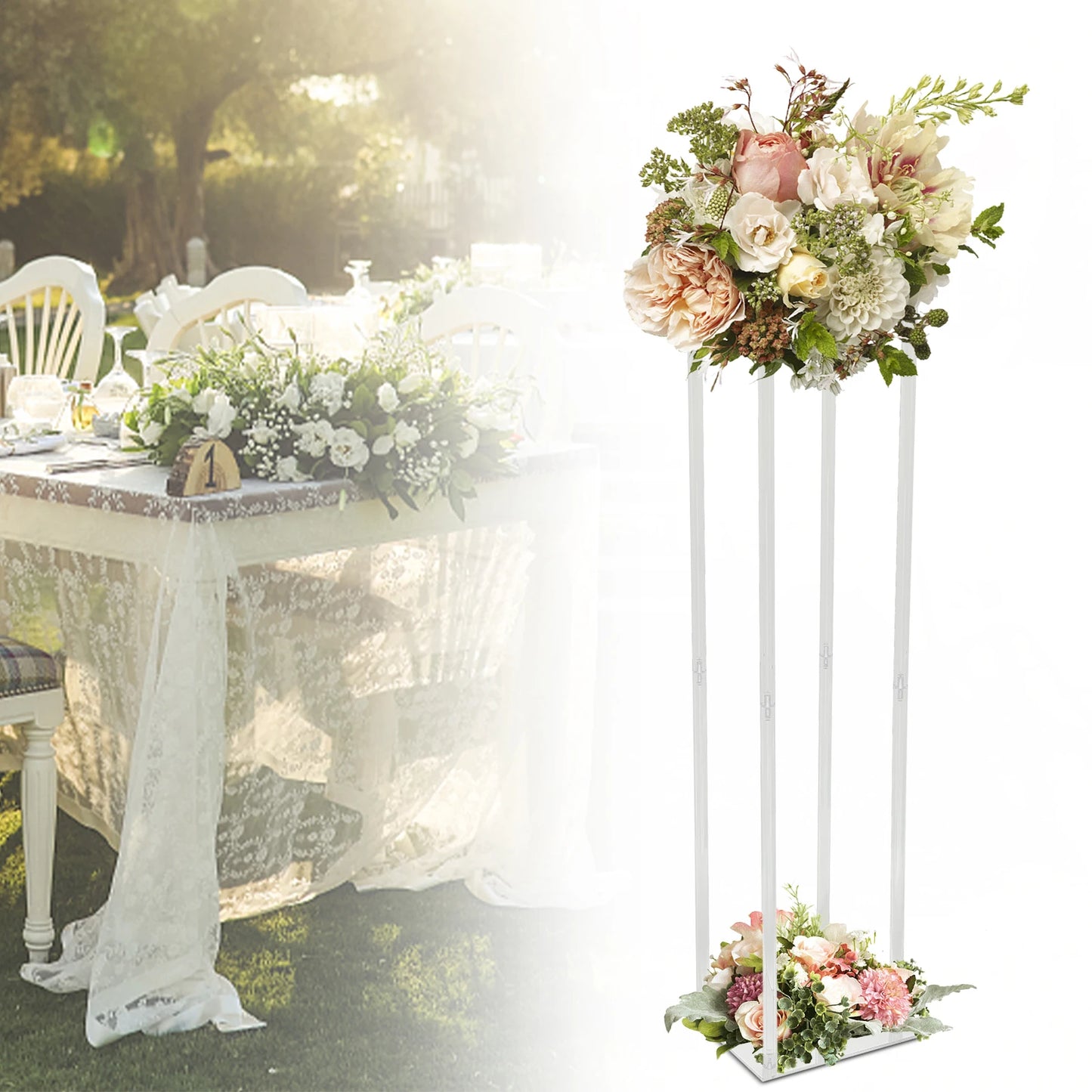 100cm Acrylic Wedding Geometric Flower Vase Wedding Column Stand Floral Display Rack for Home Birthday Party Decoration