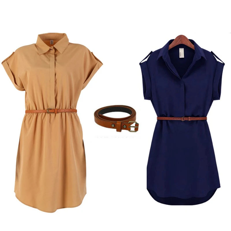 Maternity Clothings Women Ladies Dresses A Line Chiffon Casual OL Dress With Belt Women's Clothing