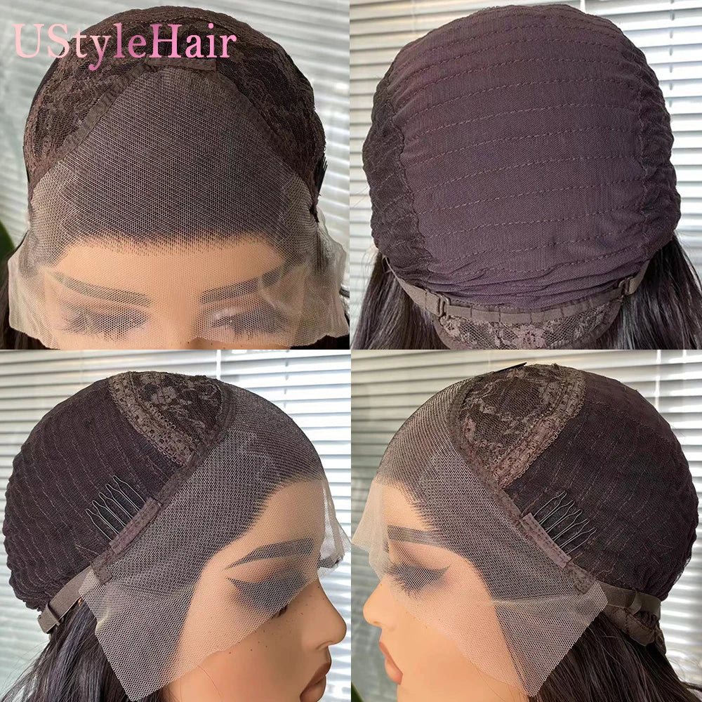 UStyleHair Dark Brown Lace Front Wig Natural Looking 12inches Short Wave Wig Heat Resistant Synthetic Hair Daily Use Cosplay Wig