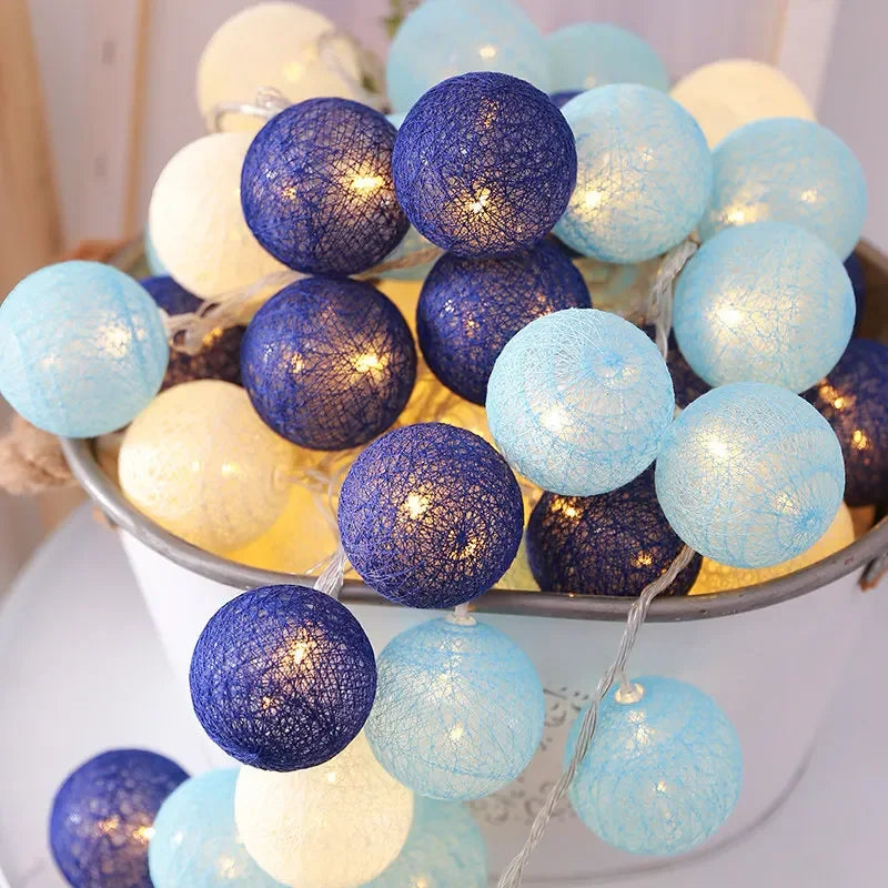 3M 20 LED Cotton Garland Balls Lights String Christmas Easter Outdoor Hanging Party Baby Kids Room Bed Fairy Lights Decorations