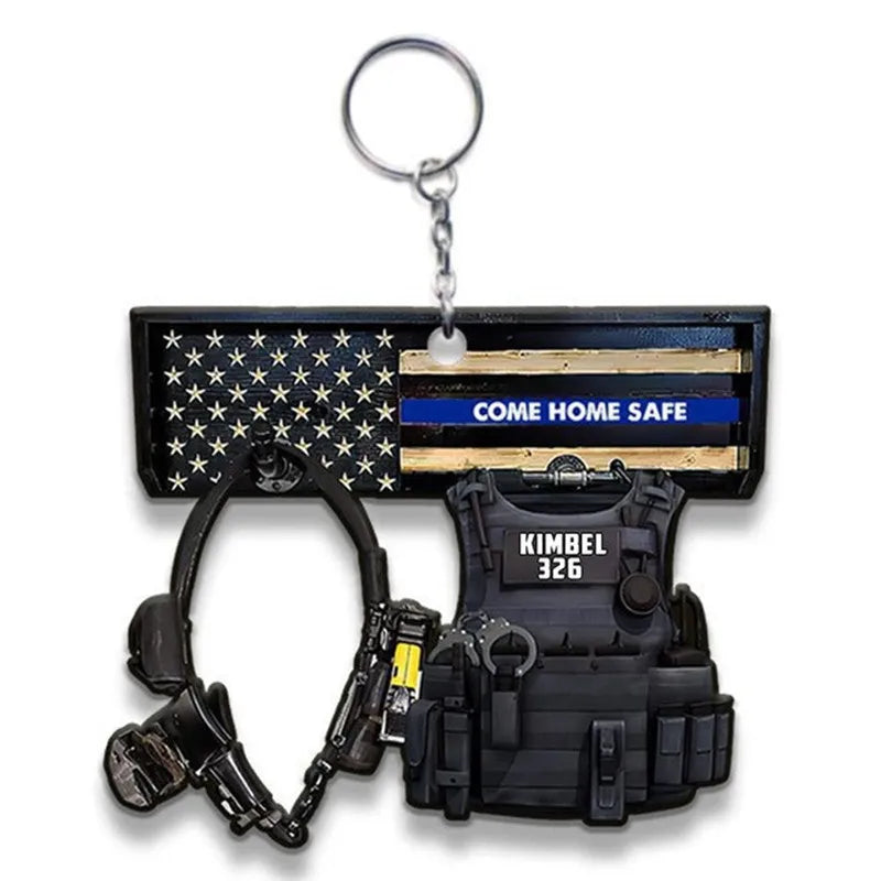 New Police Uniform Key Chain Decoration Acrylic Flat Men's And Women's Backpacks Creative Hanging Key Ring
