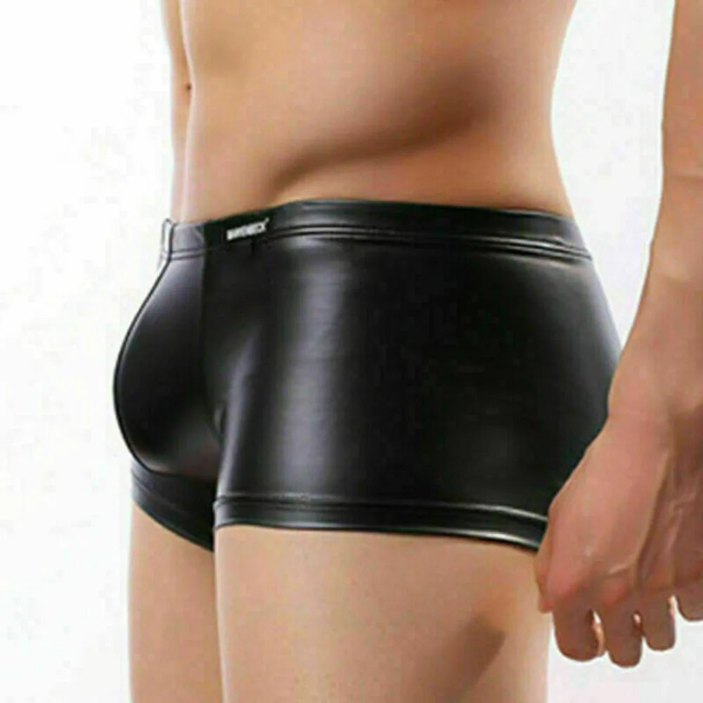 Men's Panties Sexy Lingerie Faux Leather Patent Leather Briefs Pouch Underwear Black Tight Mens Gifts Trunks Fashion Underpants