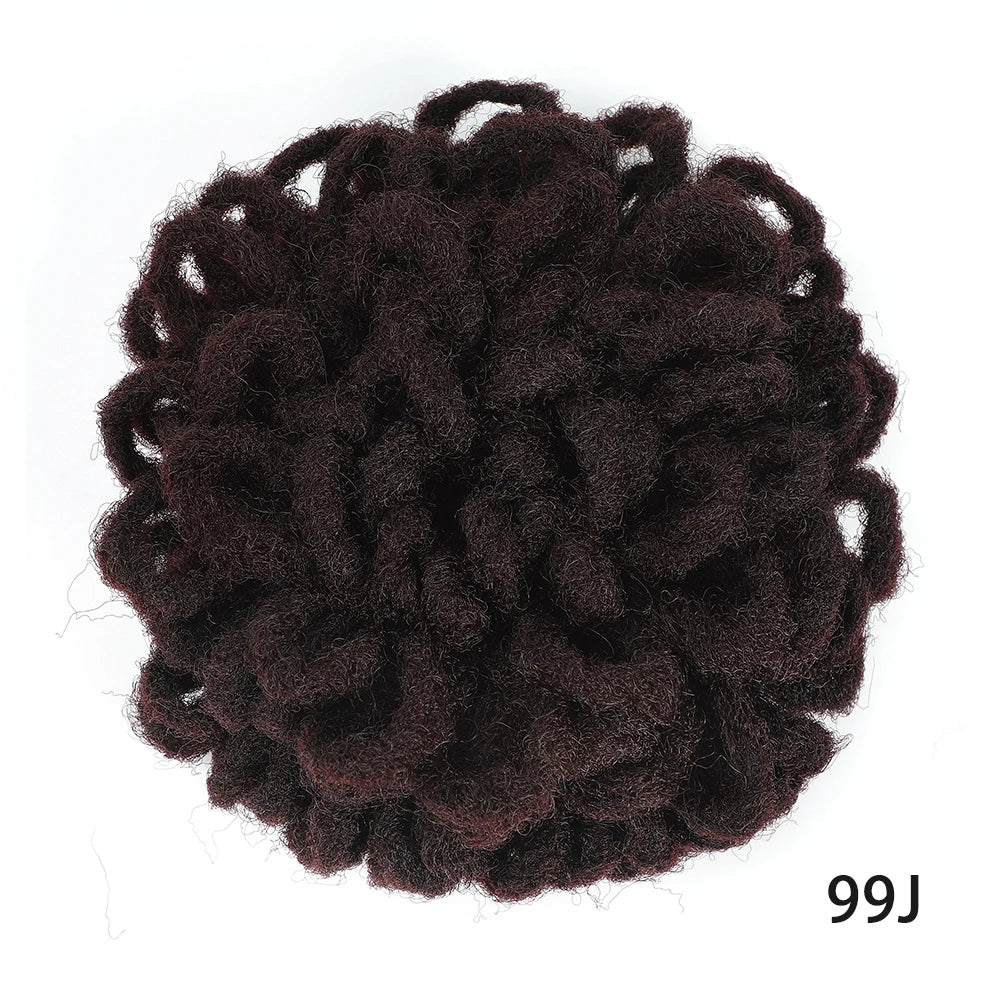 Dreadlocks Bun Afro Puff Drawstring Ponytail Hairpiece 8 Inch High Quality Synthetic Clip in Hair Extensions for Black Women