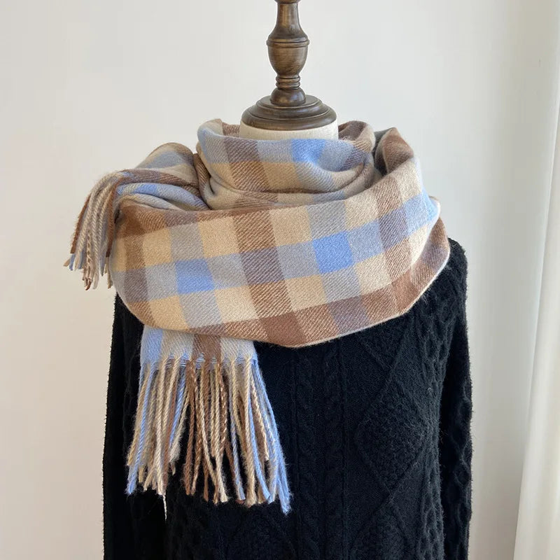 Scarf female winter new Korean version of the atmosphere sense of double-sided students cute warm thickened knitting senior sens