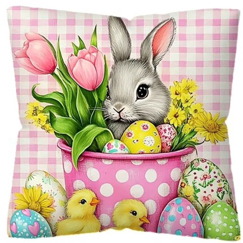 Easter Bunny Print Pillowcase Holiday Bedroom Living Room Decoration Polyester Cushion Cover Nordic Home Decor Pillowcase