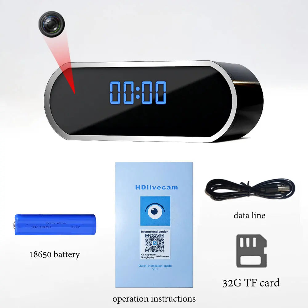 HD1080P Home Wireless Mini HD Camera Clock Camera Home Video Surveillance WIFI Mobile Remote Viewing Infrared Night Vision