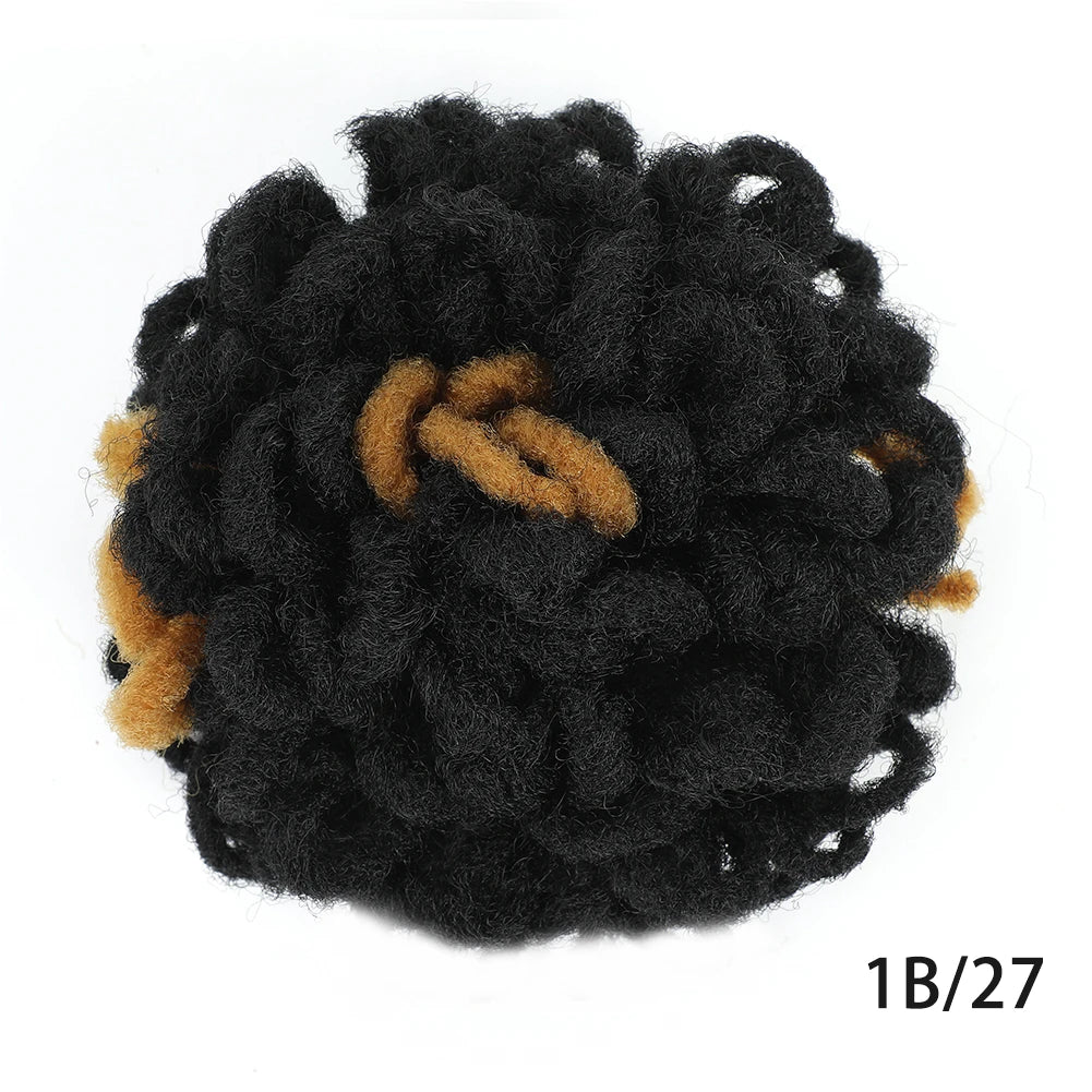Dreadlocks Bun Afro Puff Drawstring Ponytail Hairpiece 8 Inch High Quality Synthetic Clip in Hair Extensions for Black Women