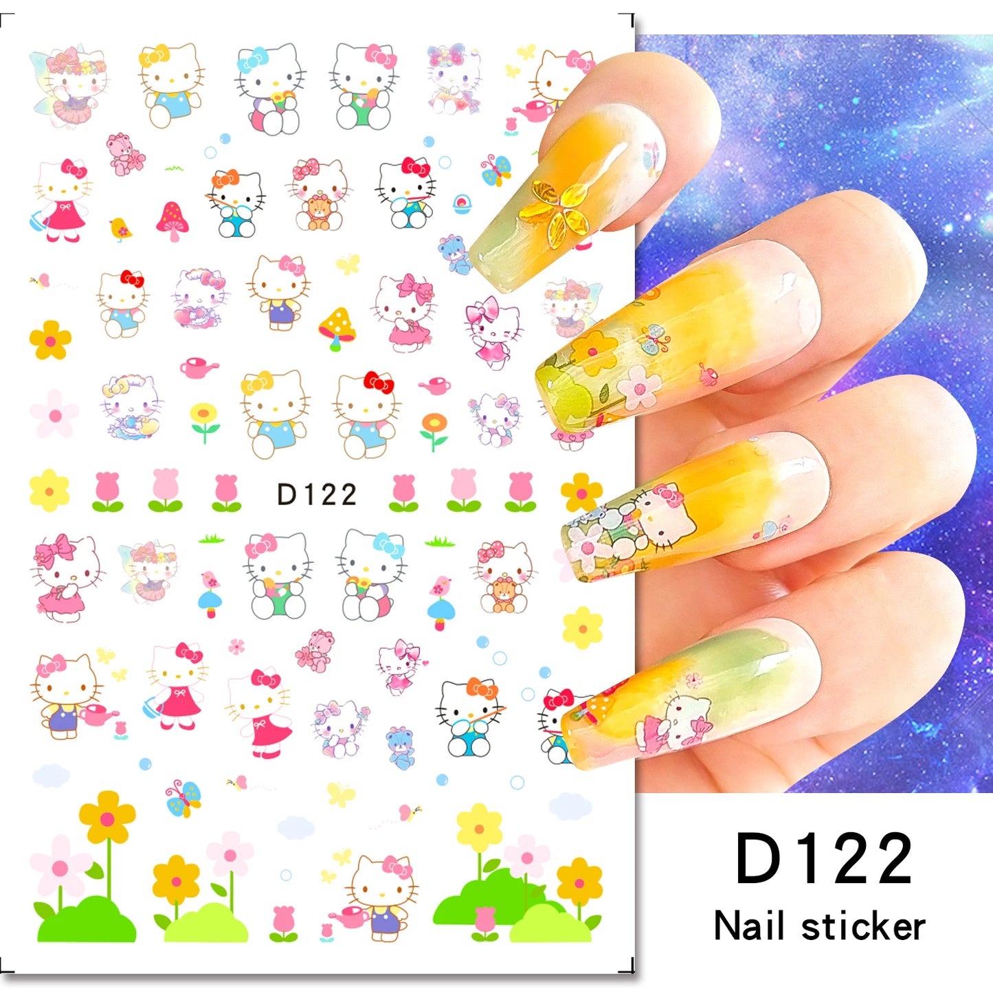 1PCS Cartoon Cute Melody Kuromi 3D Nail Stickers Press on Nails Sanrio Nail Art Decoration New Anime Nail Art Decals Stickers