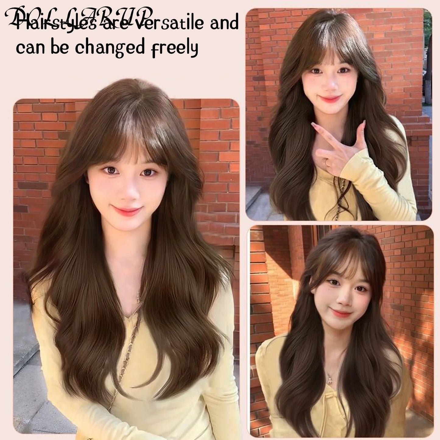 DOLLARUP Hair Toppers with Bangs for Women Synthetic 12.5x12.5 Top Hairpieces Wigs Long Striaght Clip in Hair Extension