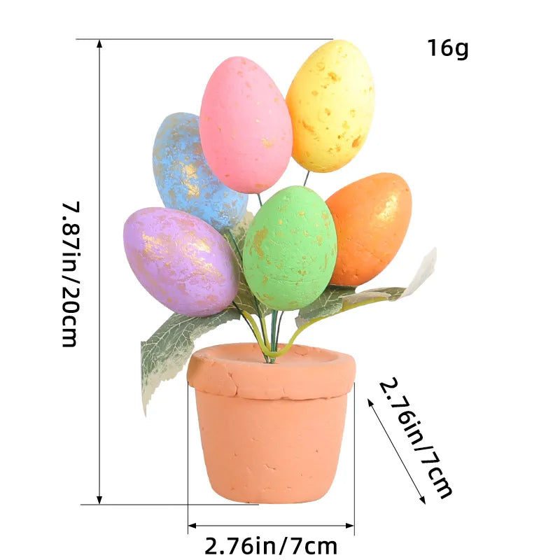 Easter Egg Potted Plant Artificial Tabletop Easter Egg Tree Decor for Easter Home Decor Centerpiece Flower Arrangement