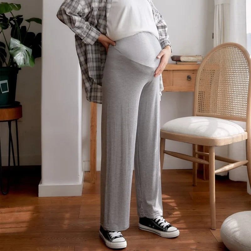 2024 New Maternity Clothing Pregnant Women's Wide Leg Pants for Spring and Autumn Outerwear with A Straight and Drooping Feel