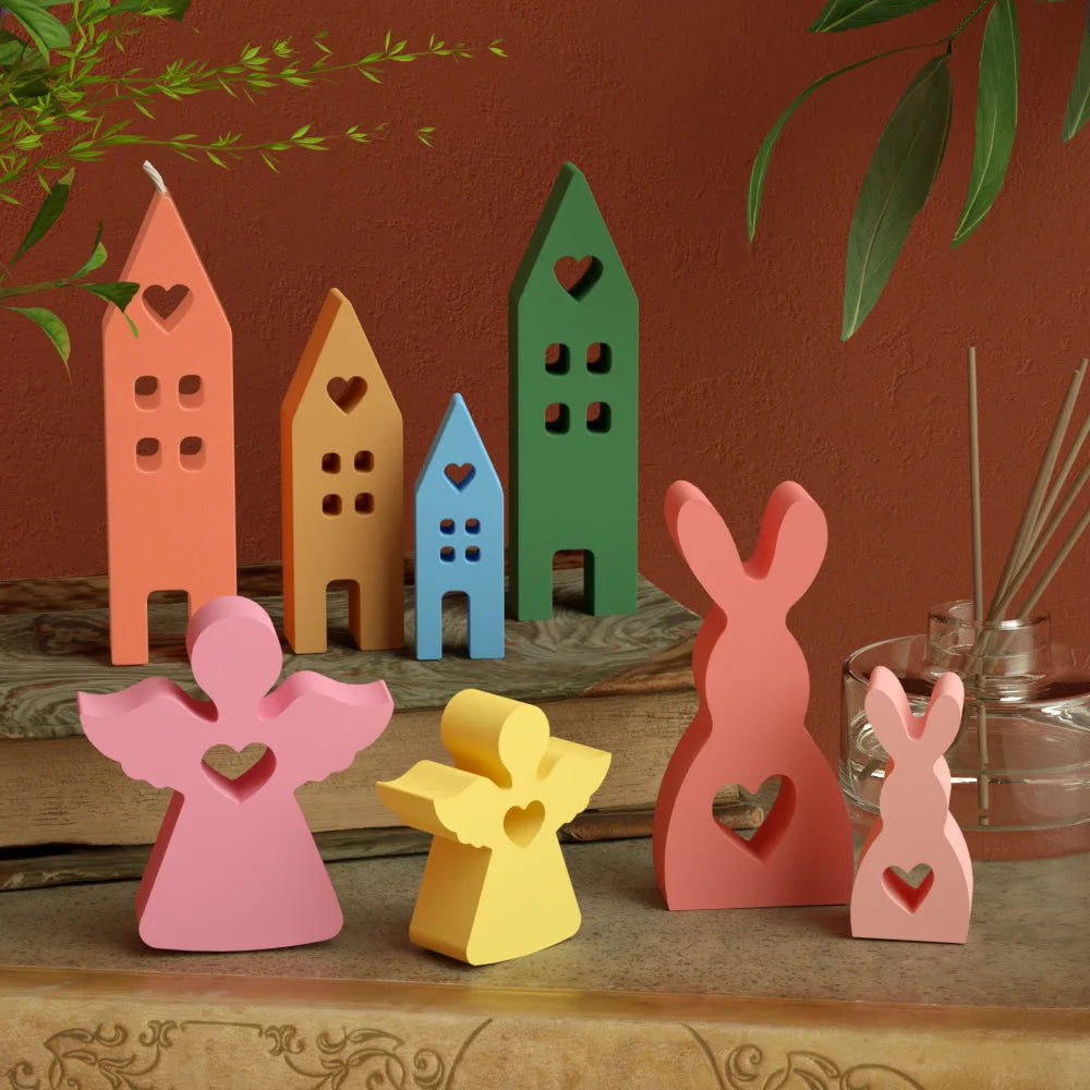 Simplicity Angel House Silicone Mold Chocolate Lollipop Cake Decor Mould Easter Rabbit Candle Resin Concrete Molds Home Decor