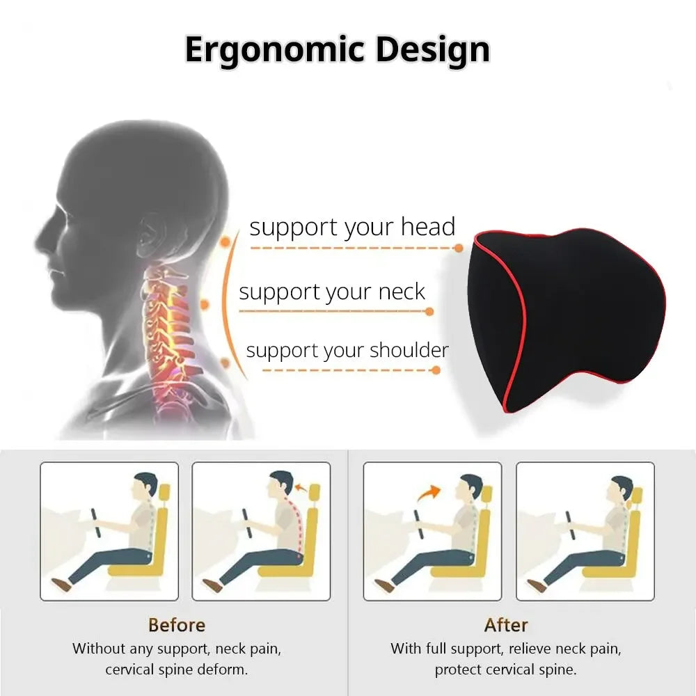 1pcs Car Neck Headrest Pillow Accessories Cushion Auto Seat Head Support Neck Protector Automobiles Seat Neck Rest Memory Cotton