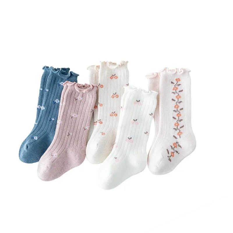 Autumn winter new baby mid-tube knee socks kawaii girls Princess lace flower stockings cute sock comfortable newborn accessories