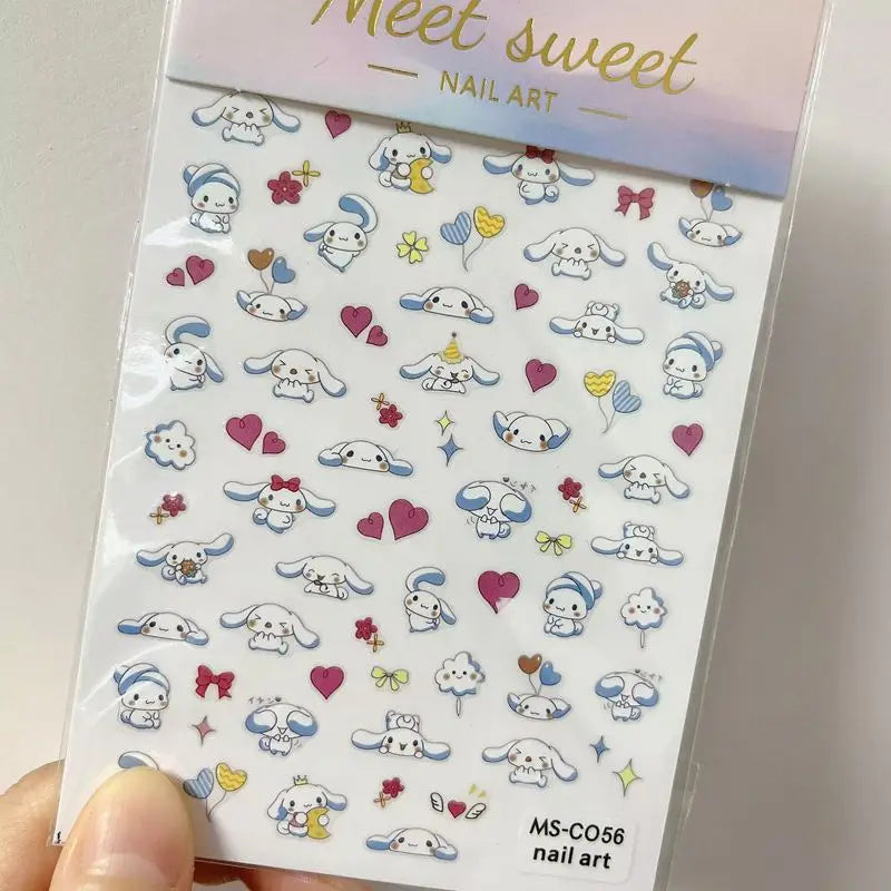 1PCS Cartoon Cute Melody Kuromi 3D Nail Stickers Press on Nails Sanrio Nail Art Decoration New Anime Nail Art Decals Stickers
