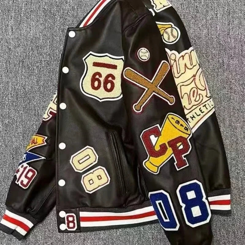 Heavy embroidery letters hot brick baseball uniforms for men and women American autumn and winter retro fashion trend ins tops